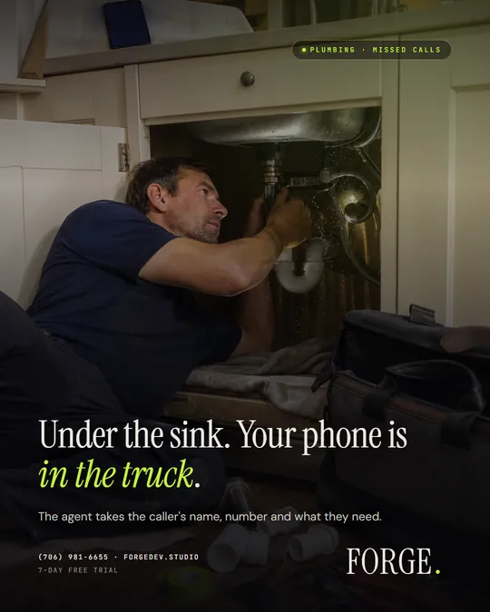 Social post image with the headline: Under the sink. Your phone is in the truck.